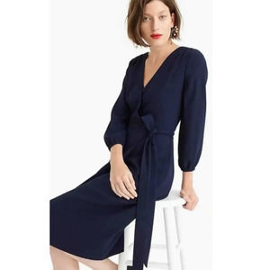 J. Crew Wrap Dress Black Label Navy Blue Classic Career Size 6